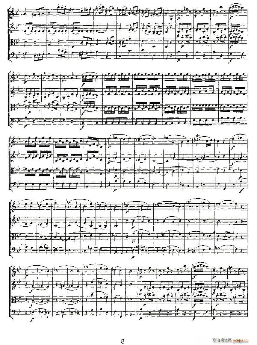 Quartet No 6 in Bb Major K 159 降B大调第六弦乐四重奏(总谱)8