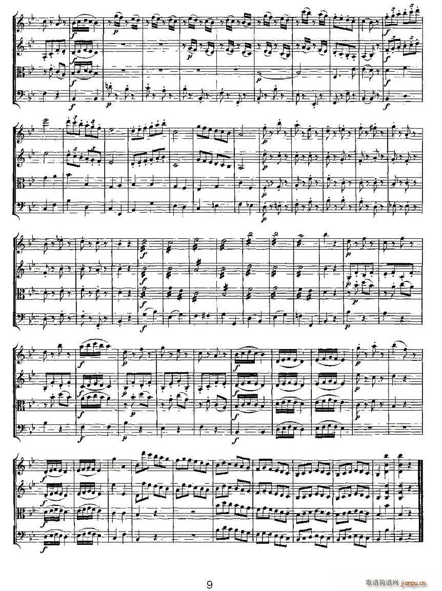Quartet No 6 in Bb Major K 159 降B大调第六弦乐四重奏(总谱)9