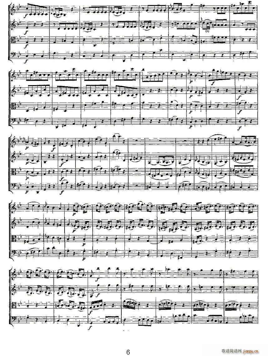 Quartet No 6 in Bb Major K 159 降B大调第六弦乐四重奏(总谱)6