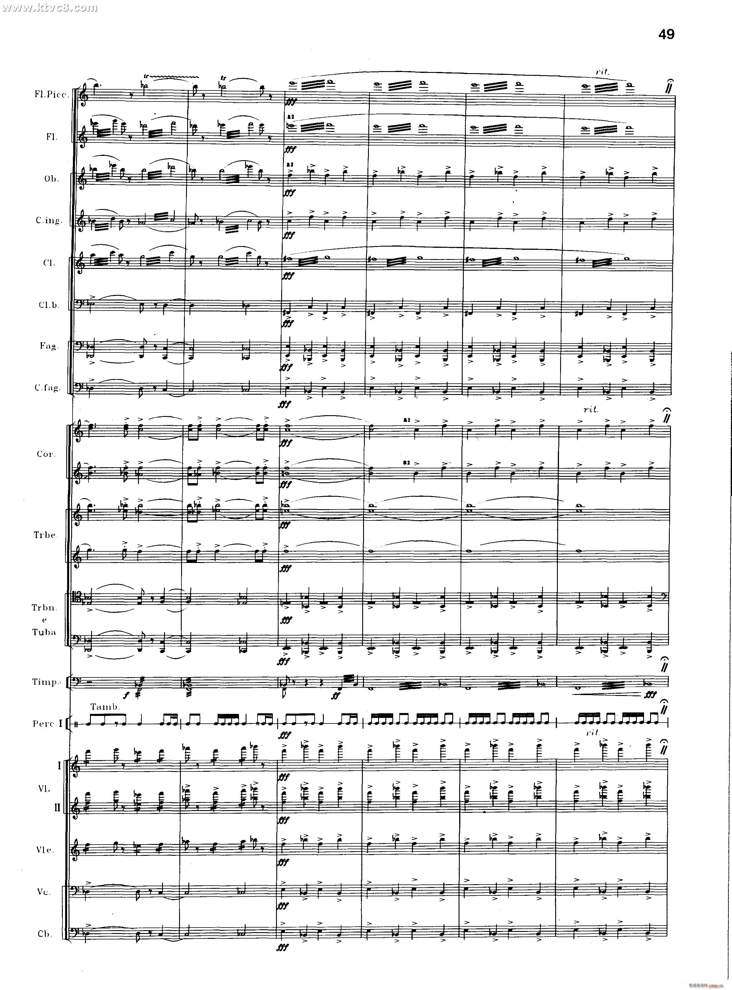 交响诗百年沧桑作品41号 乐队类 管弦乐 第二部分 共2部分(总谱)12