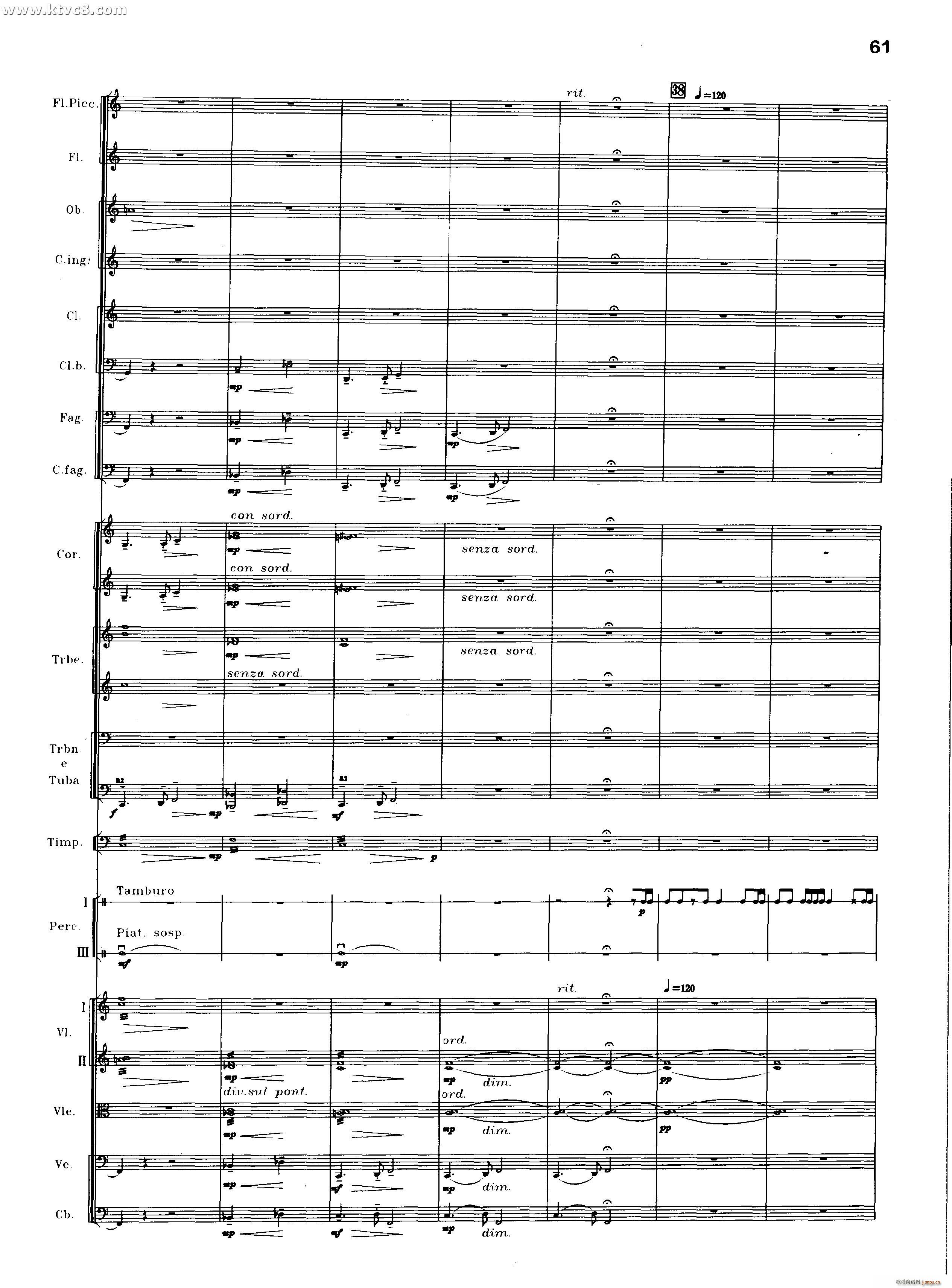 交响诗百年沧桑作品41号 乐队类 管弦乐 第二部分 共2部分(总谱)24