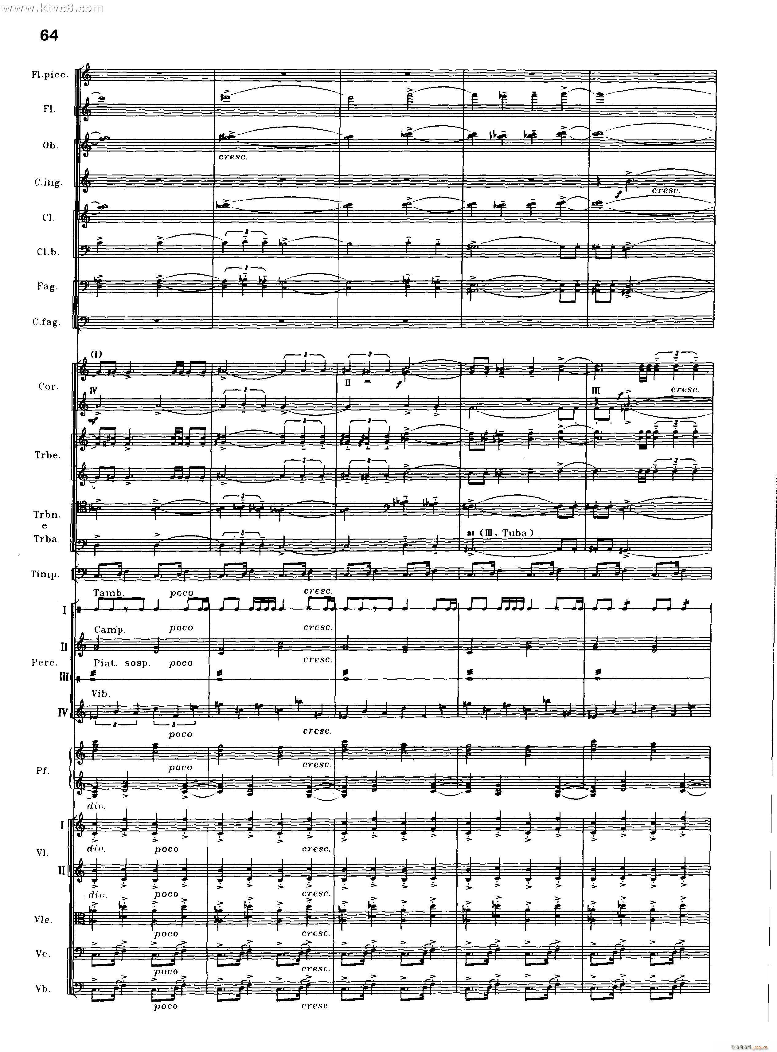 交响诗百年沧桑作品41号 乐队类 管弦乐 第二部分 共2部分(总谱)27