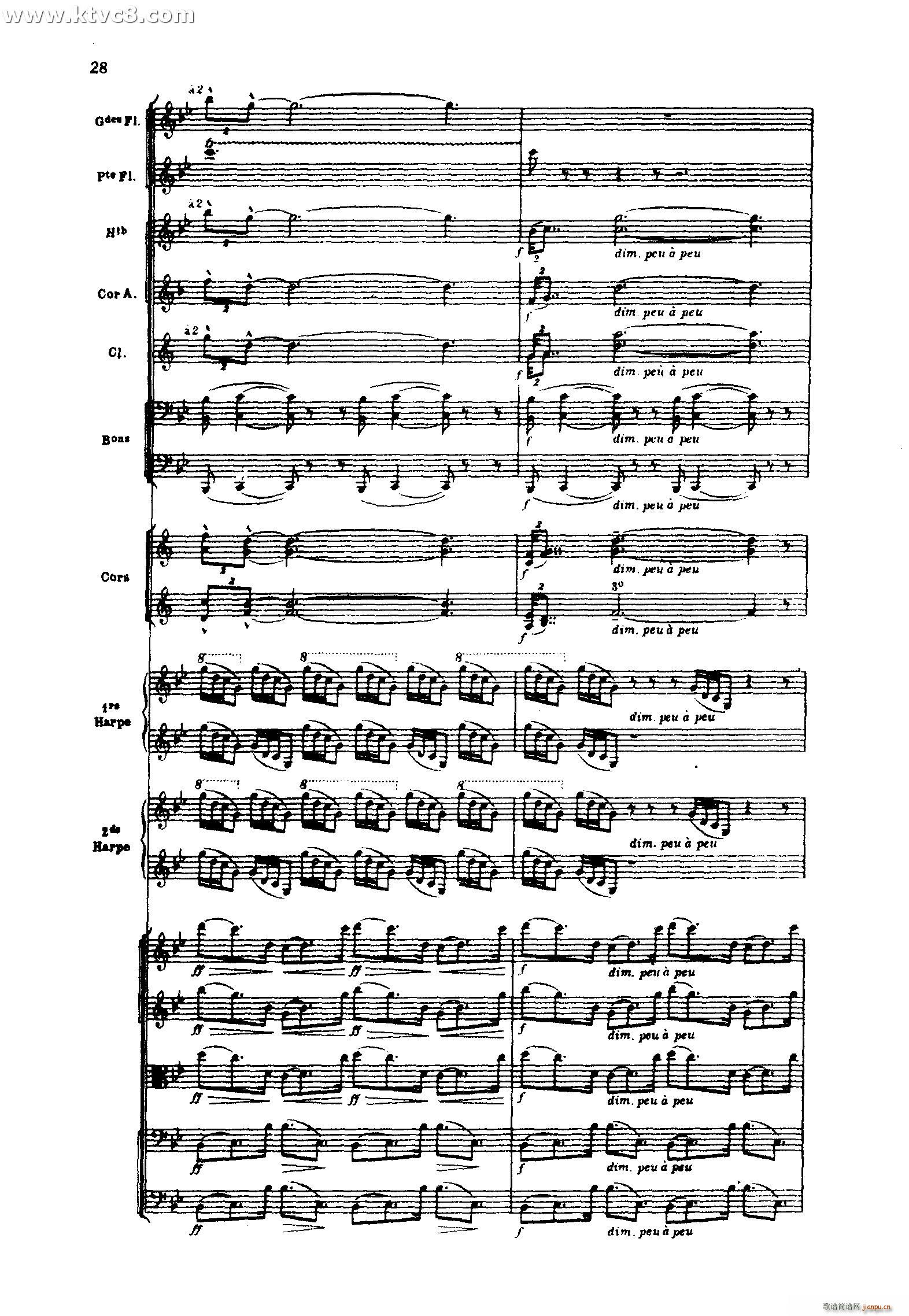 海 三首交响素描之一 从破晓到中午的海(总谱)28