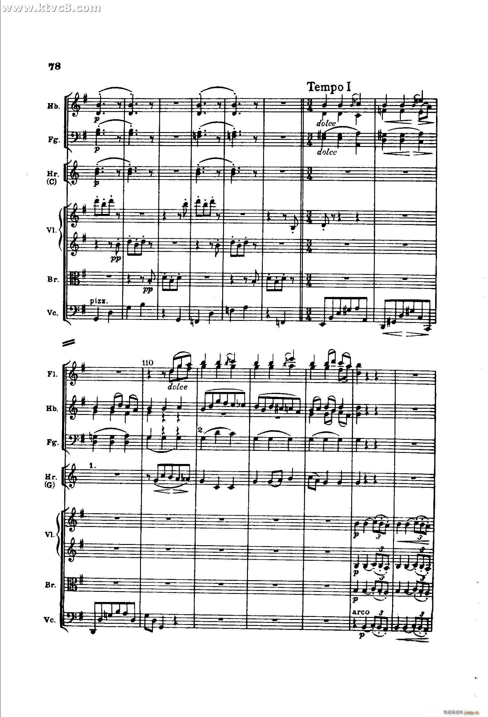 勃拉姆斯第二交响曲 第三乐章 优雅的小快板 近似小行板(总谱)6