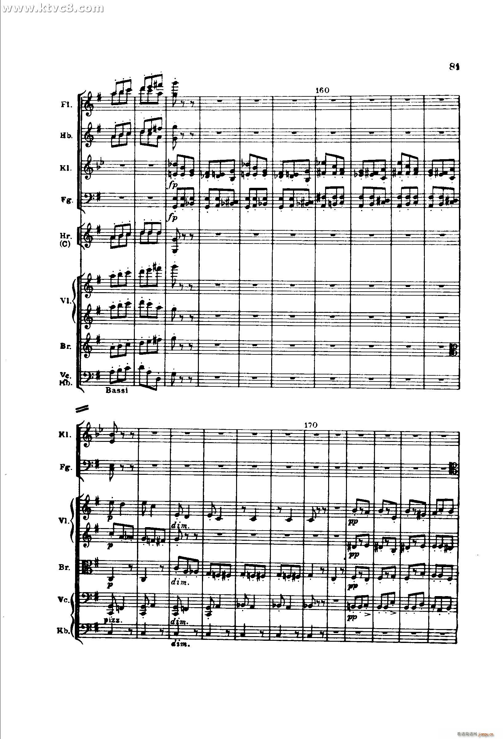 勃拉姆斯第二交响曲 第三乐章 优雅的小快板 近似小行板(总谱)9