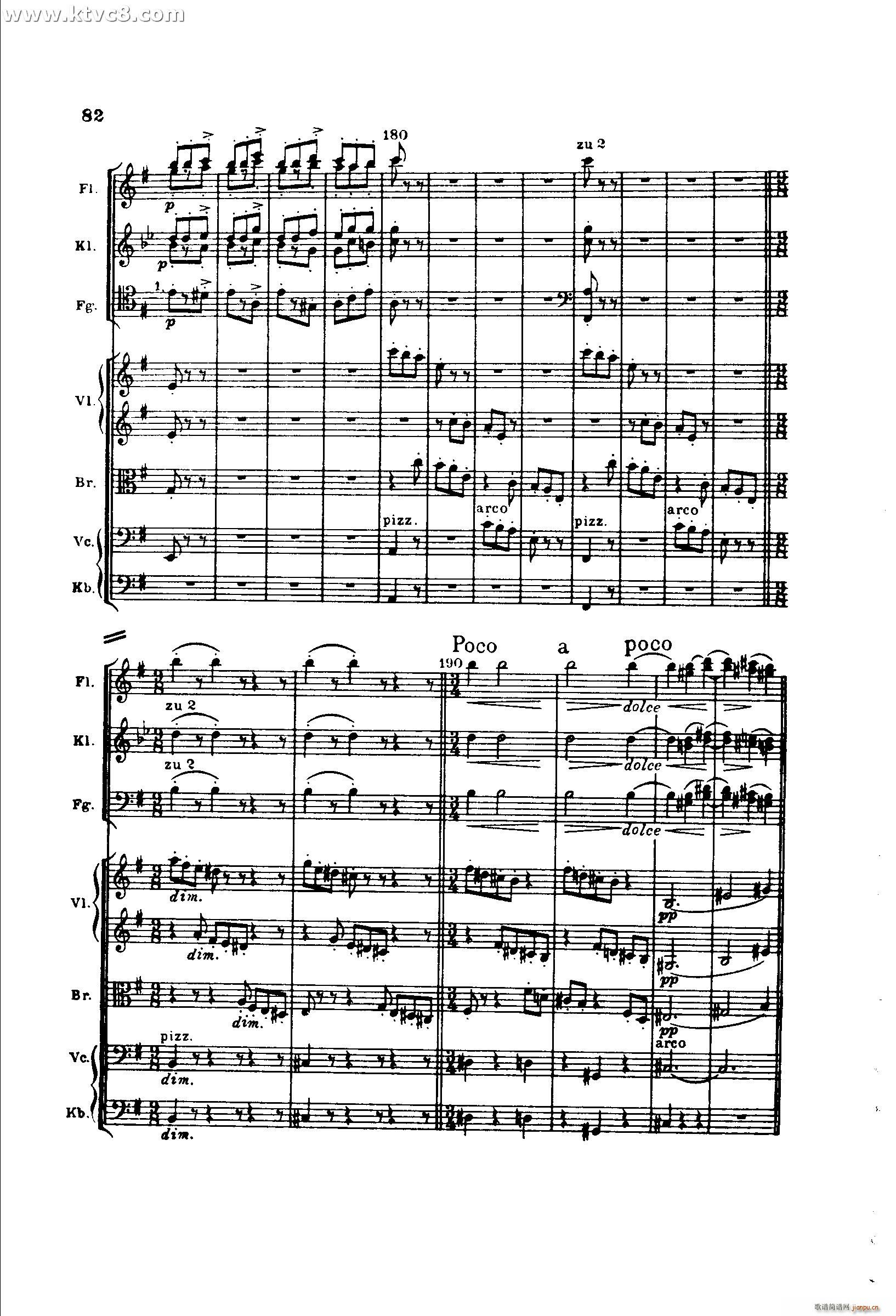 勃拉姆斯第二交响曲 第三乐章 优雅的小快板 近似小行板(总谱)10