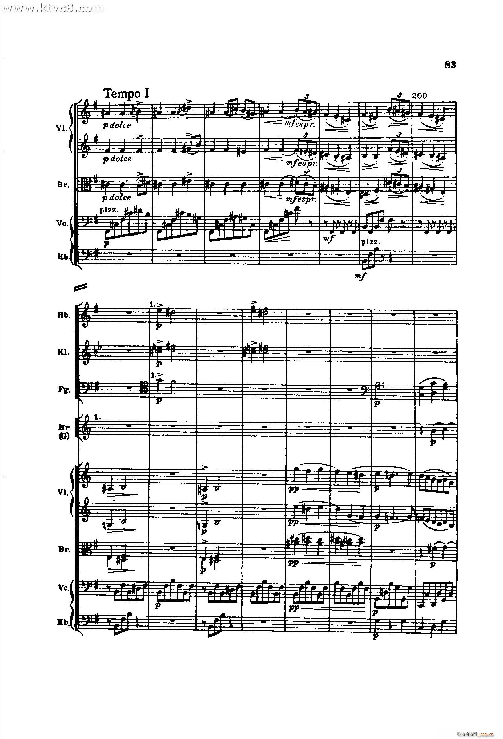 勃拉姆斯第二交响曲 第三乐章 优雅的小快板 近似小行板(总谱)11