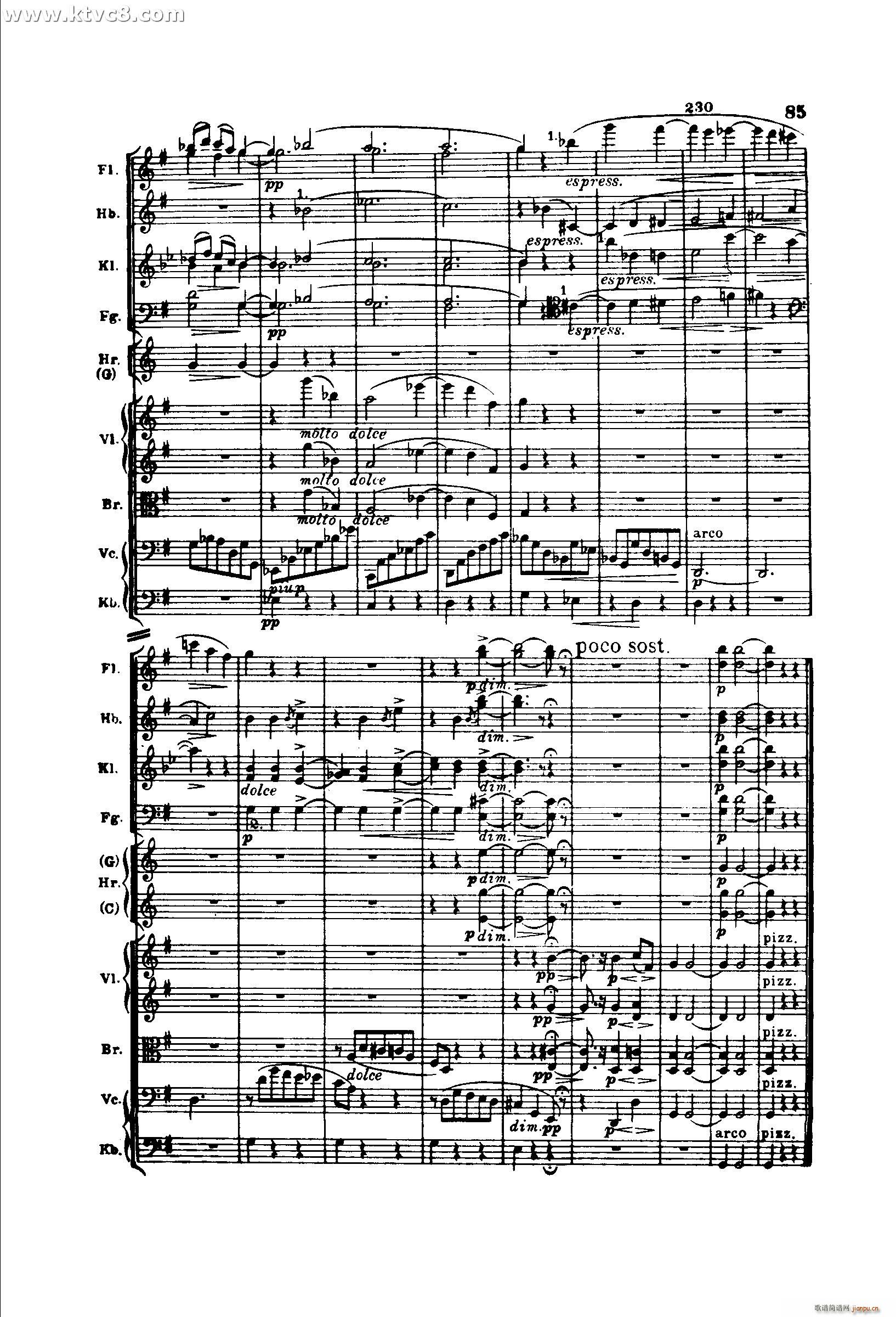 勃拉姆斯第二交响曲 第三乐章 优雅的小快板 近似小行板(总谱)13