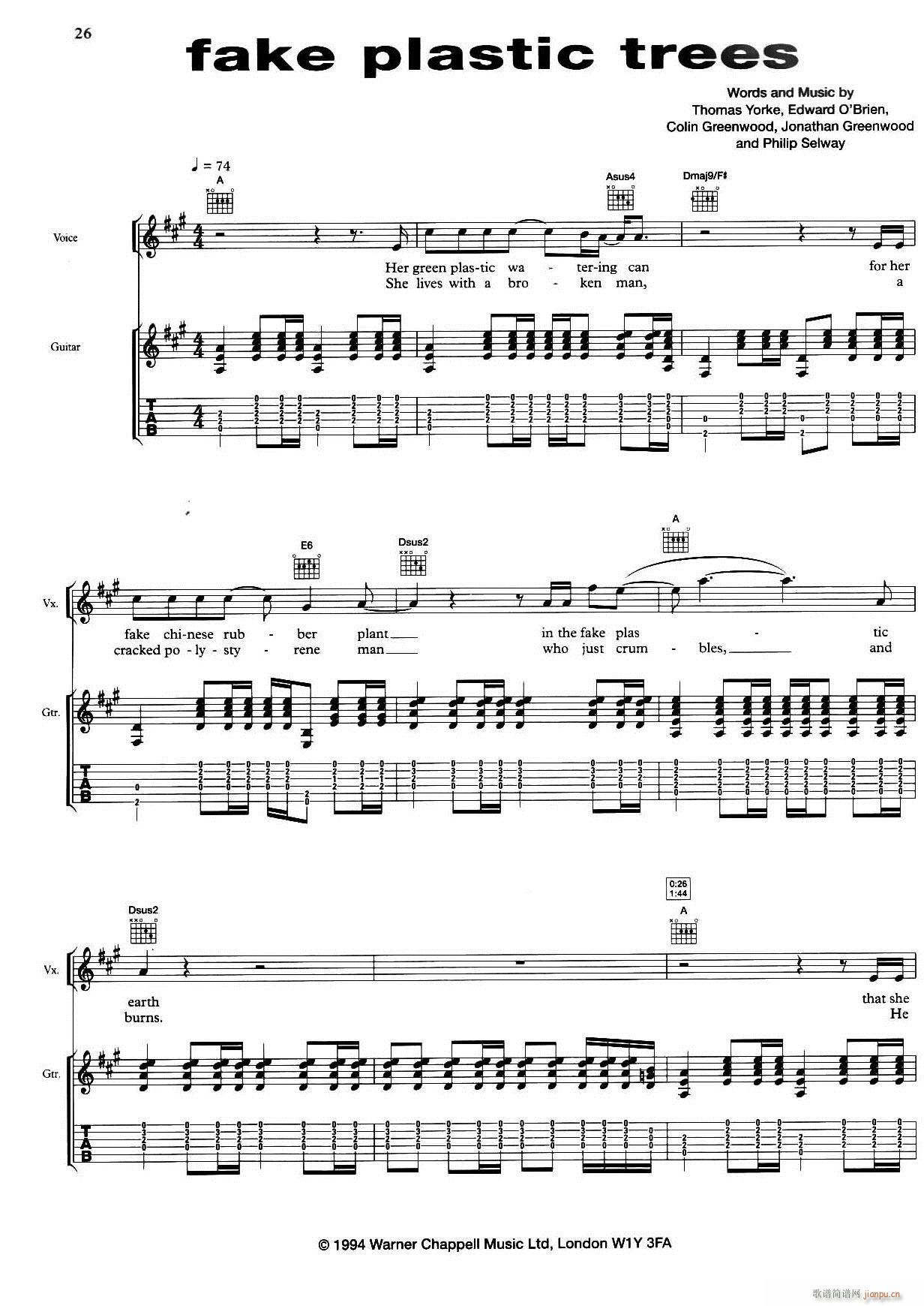 Fake Plastic Trees(总谱)1