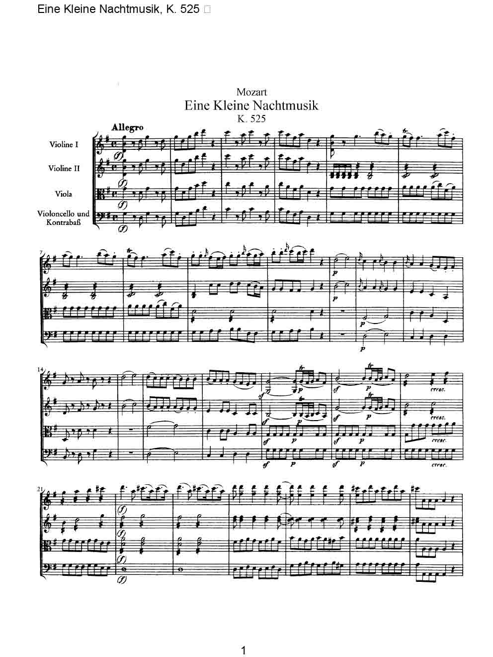 G大调弦乐小夜曲(总谱)1