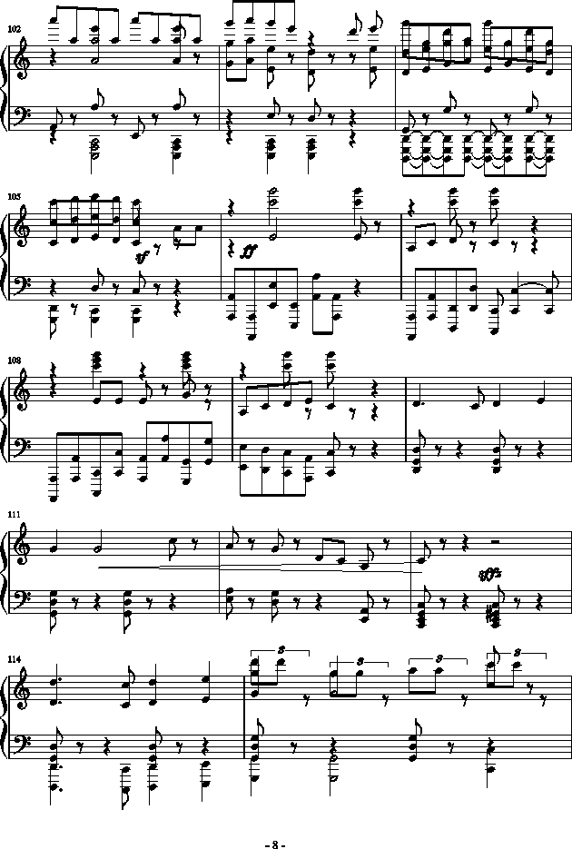 武侠小调主题狂想曲（总谱）(钢琴谱)8