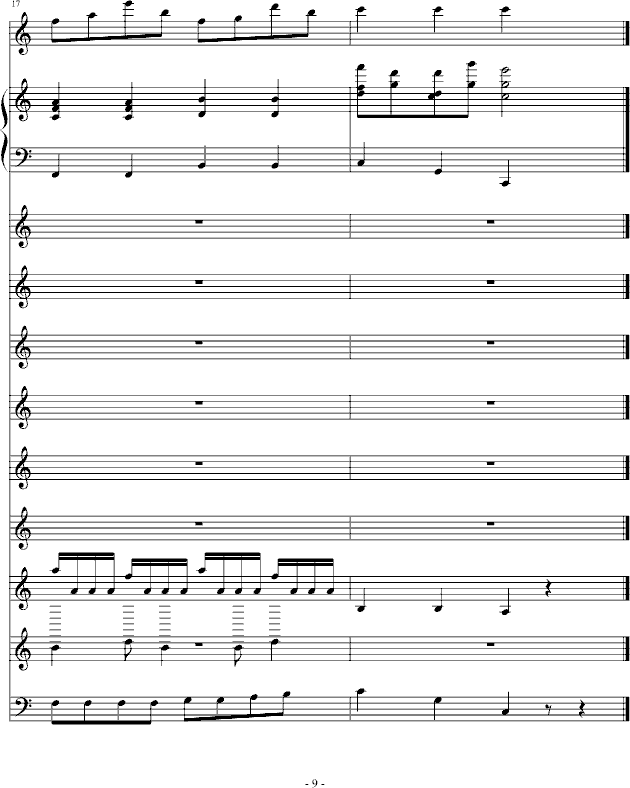 快乐啦啦啦demo总谱(钢琴谱)9