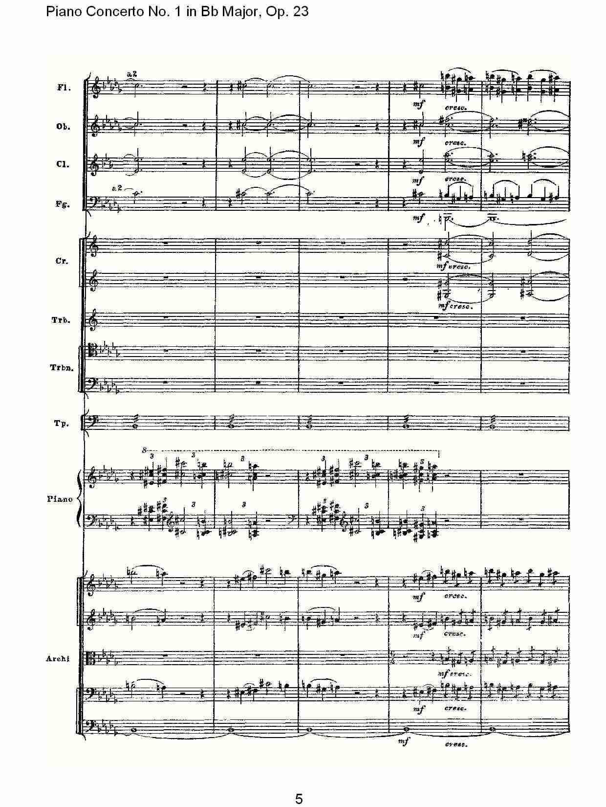 Bb大调第一钢琴协奏曲,Op.23第一乐章第二部(总谱)5