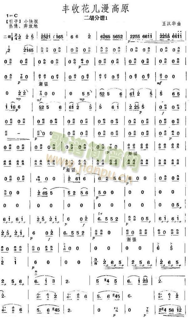 丰收花儿漫高原二胡分谱(总谱)1