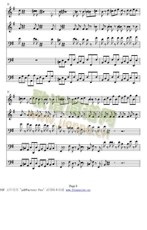 巴赫Ｇ大调铜管五重奏6-10(总谱)1