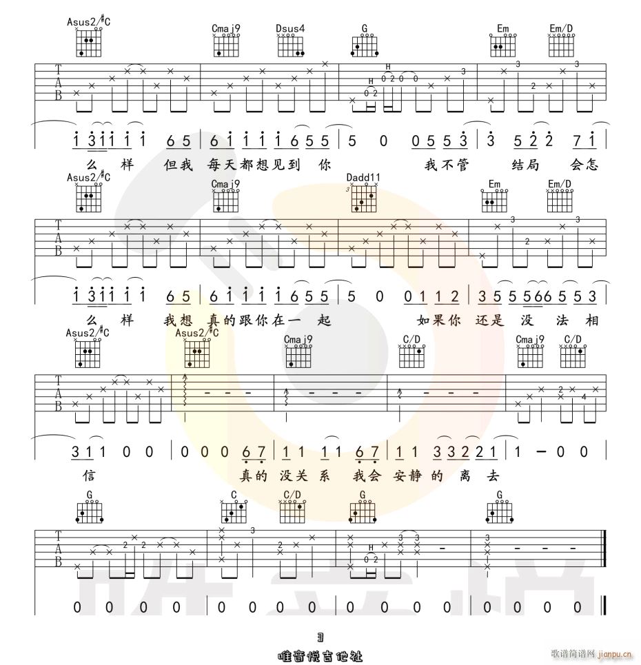 小宇 G调指法原版编配(吉他谱)3