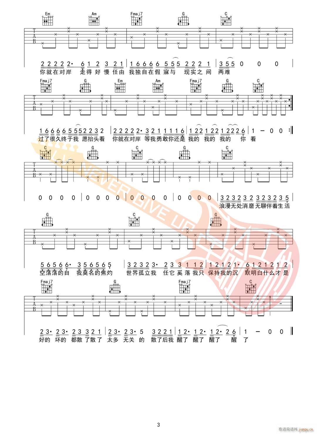 走马 C调原版编配(吉他谱)3