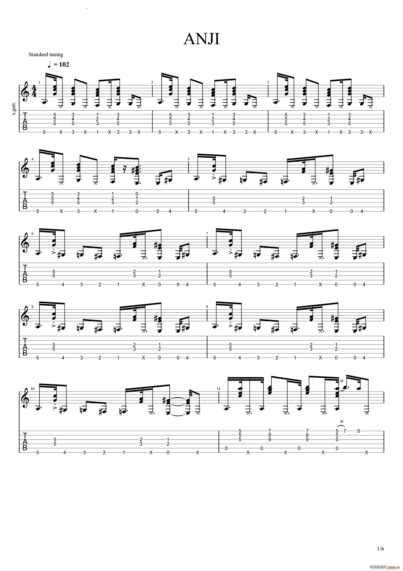 ANJIROOM193版(吉他谱)1