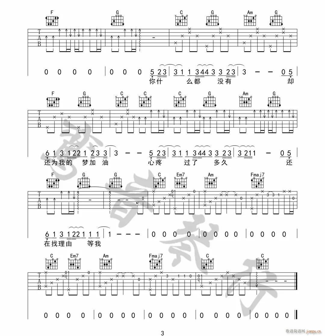 说好不哭 C调原版编配(吉他谱)3