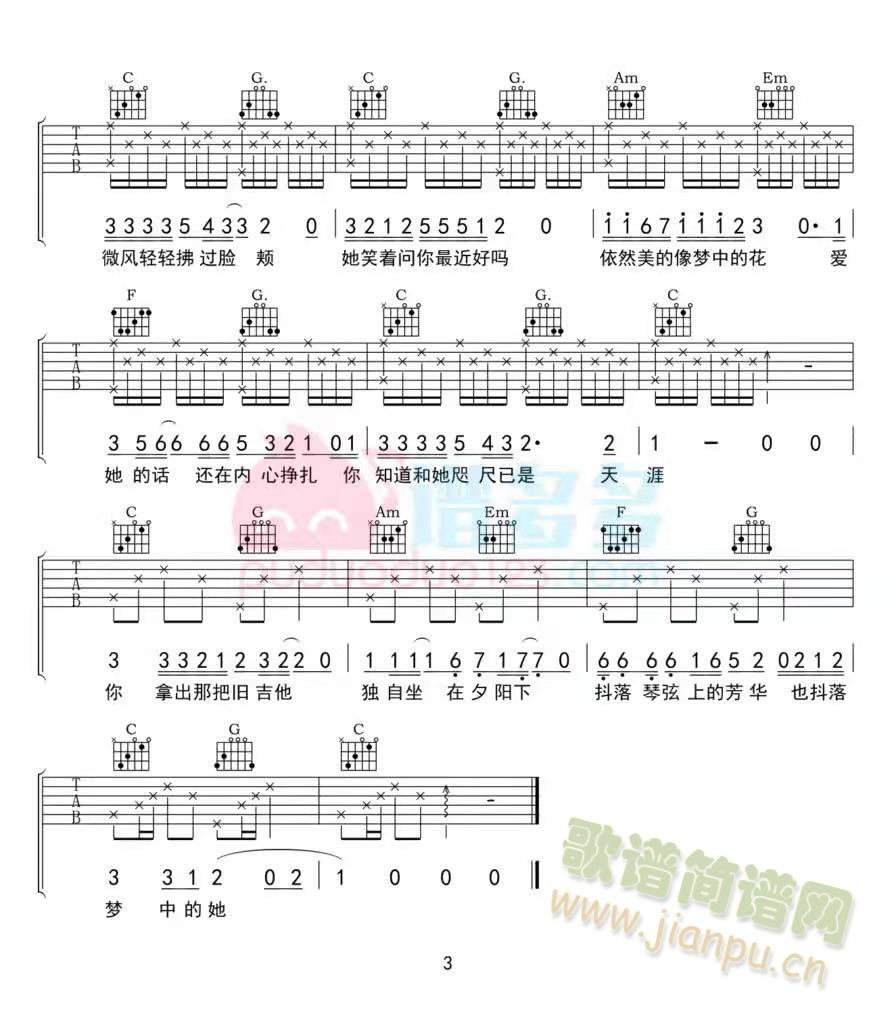 芳华(吉他谱)3