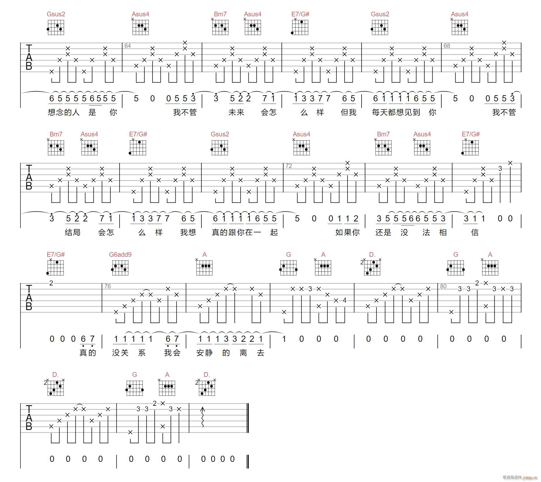小宇 D调指法原版编配(吉他谱)3