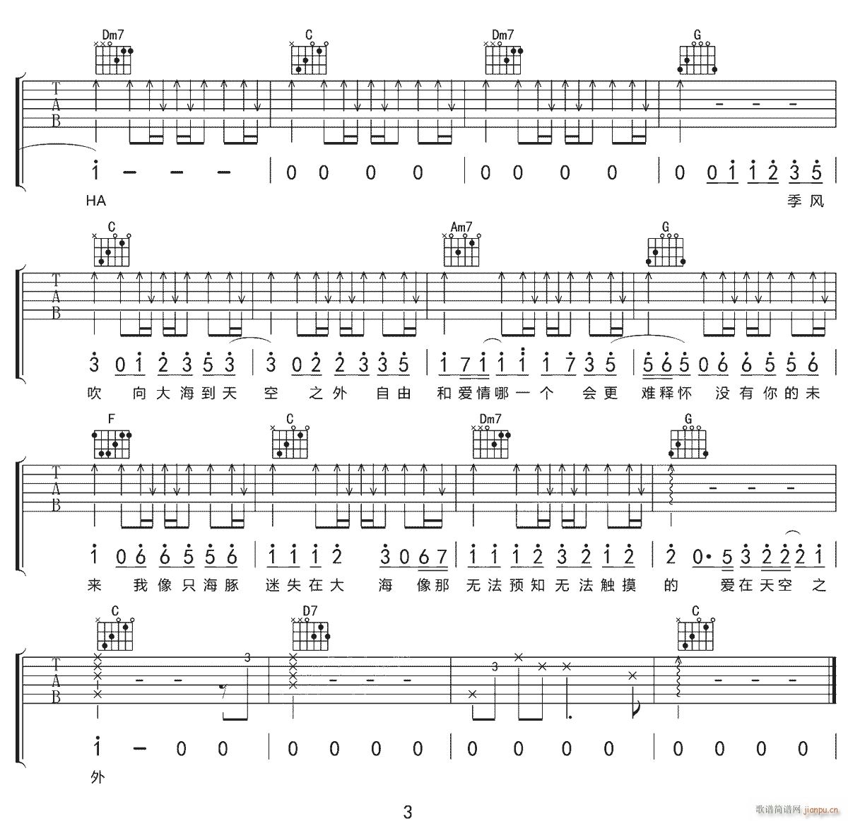 天空之外 C调原版编配(吉他谱)3