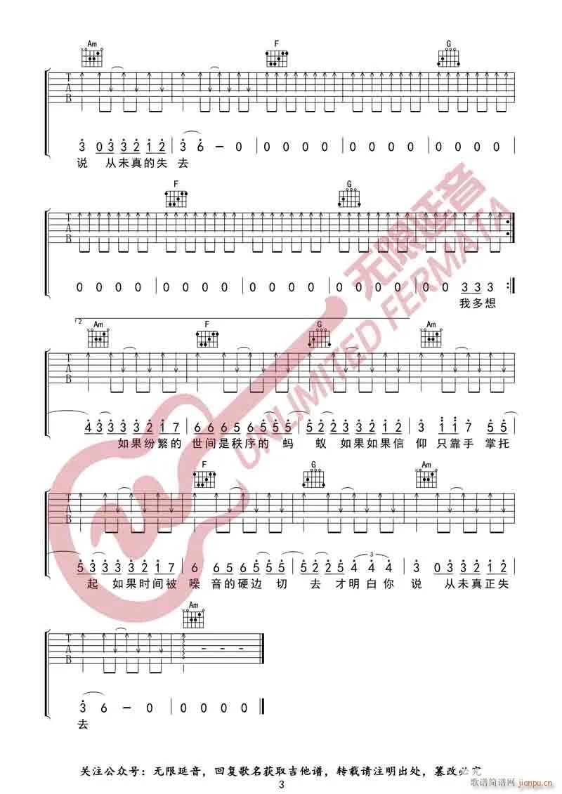 热铁皮房顶的夏天 C调指法编配(吉他谱)3