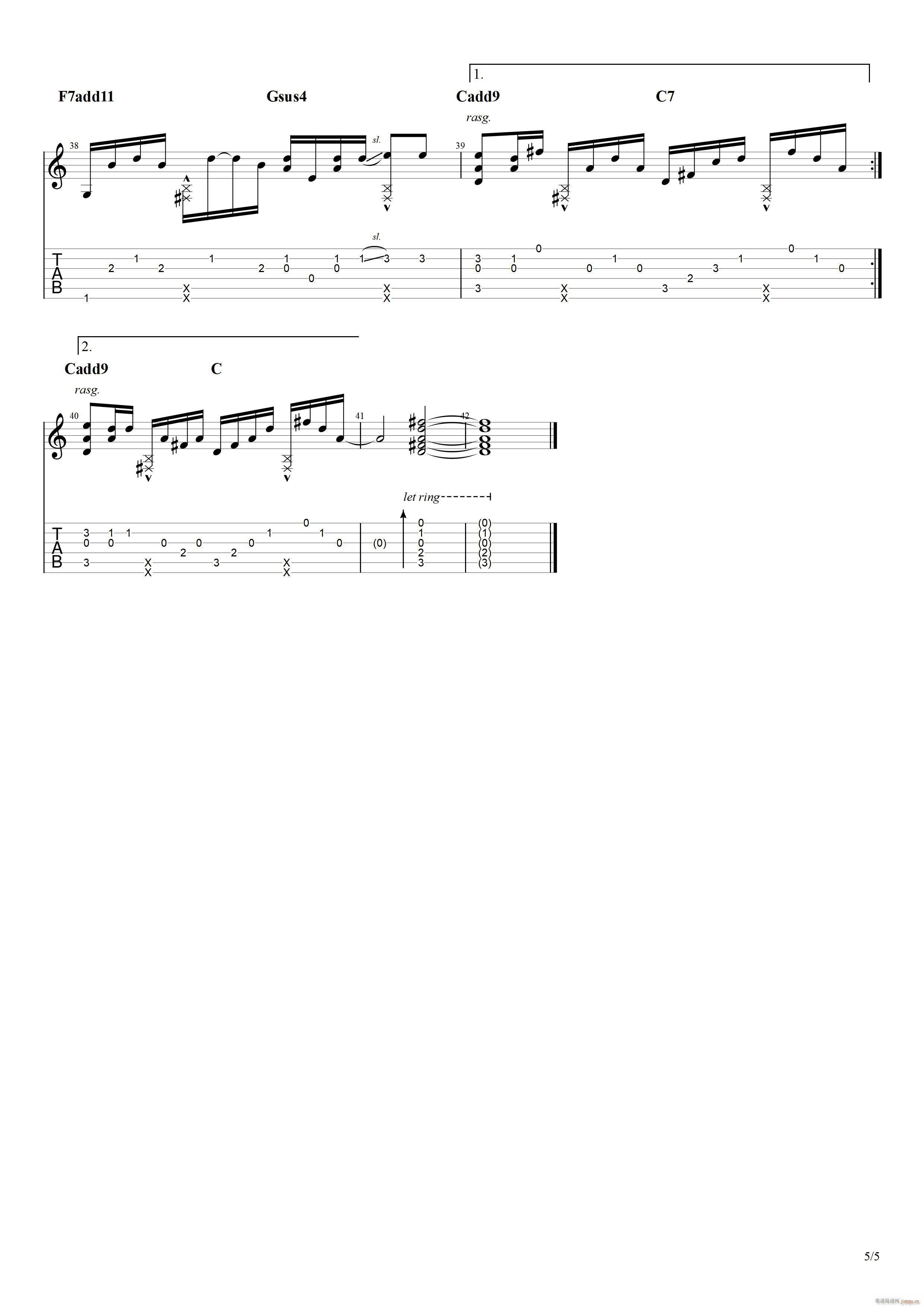 奇妙能力歌指弹(吉他谱)5