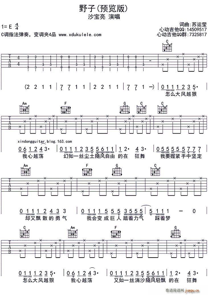 野子 吉他(吉他谱)1