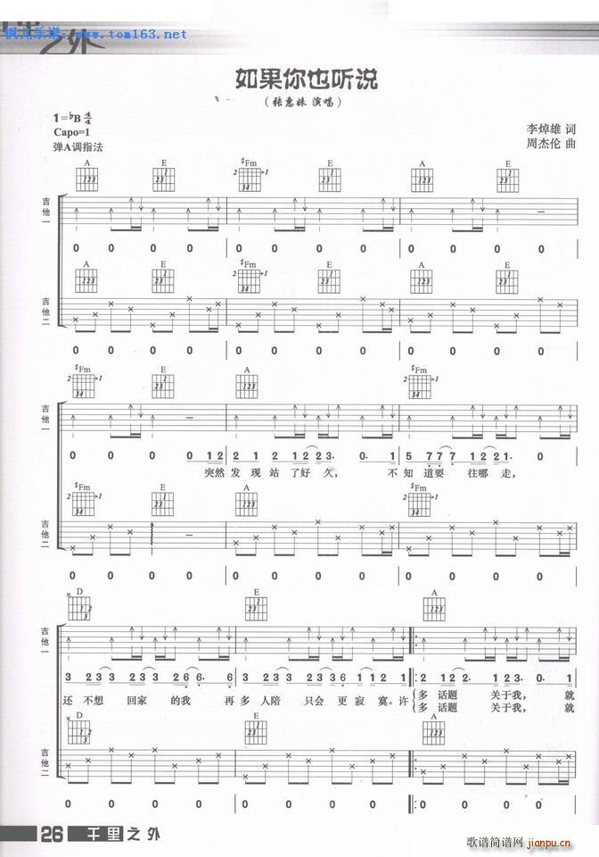 如果你也听说 扫描谱(吉他谱)1