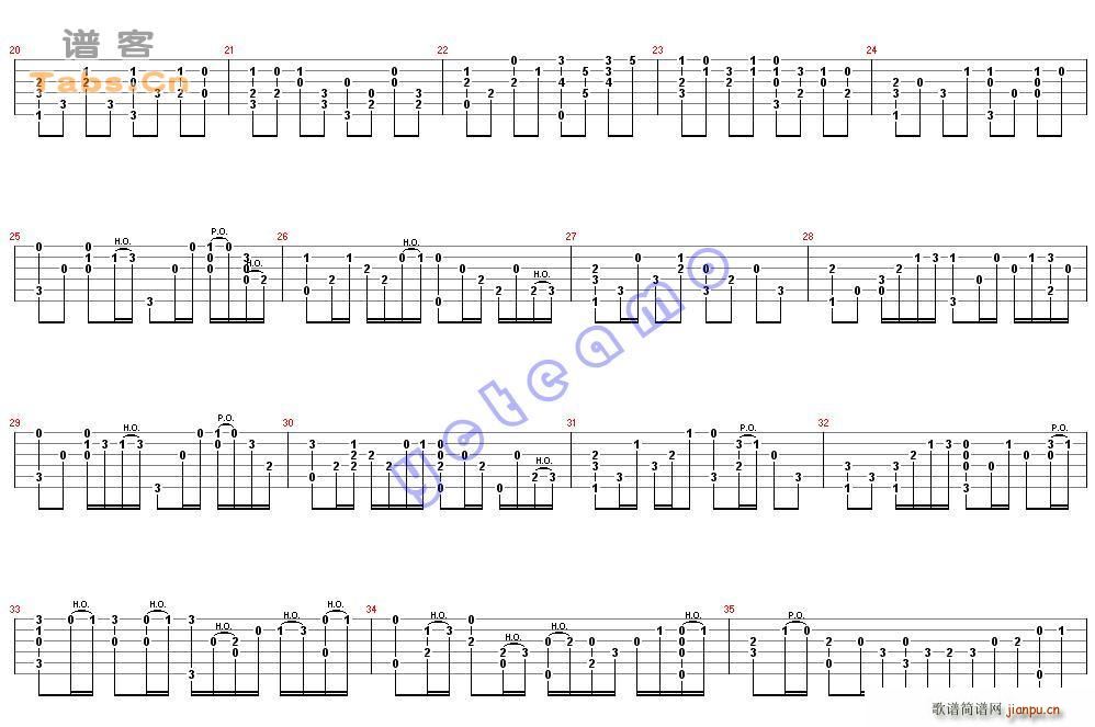 卡农独奏(吉他谱)1