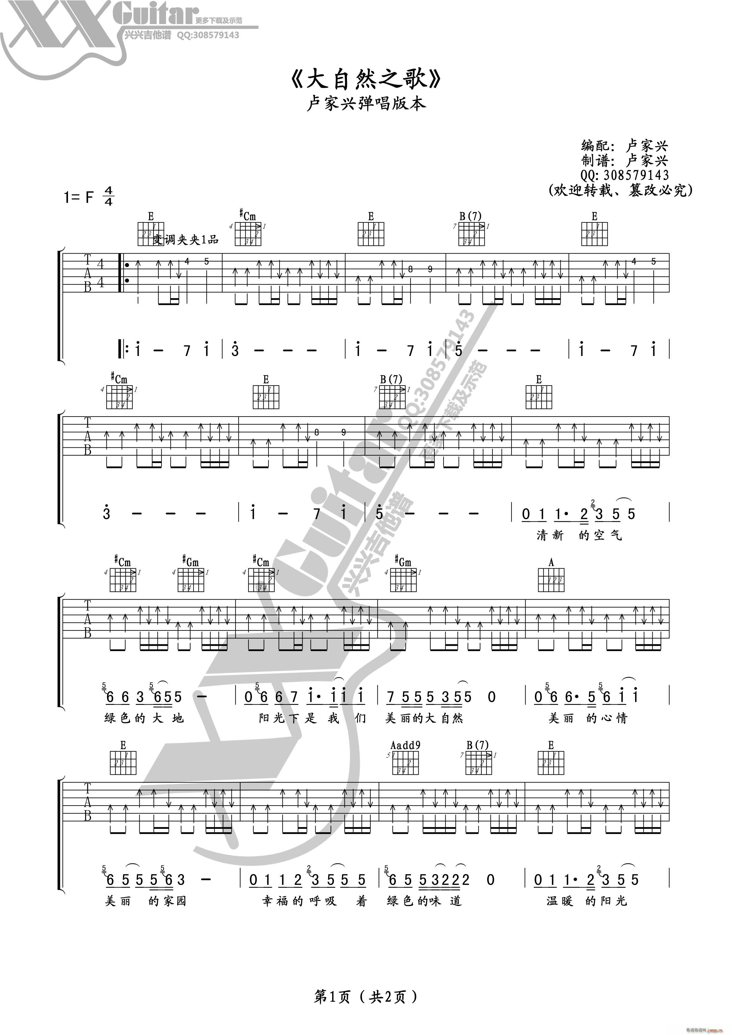 大自然之歌(吉他谱)1