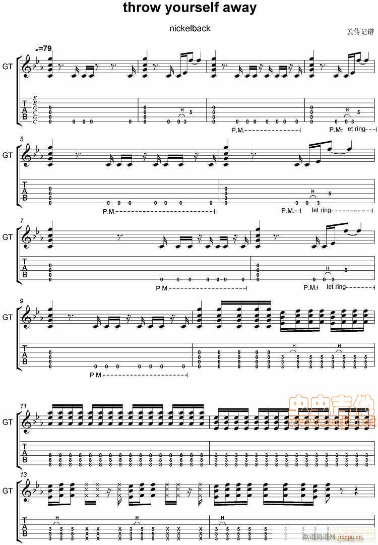 说传记谱-分享-Nickelback-throw(吉他谱)1