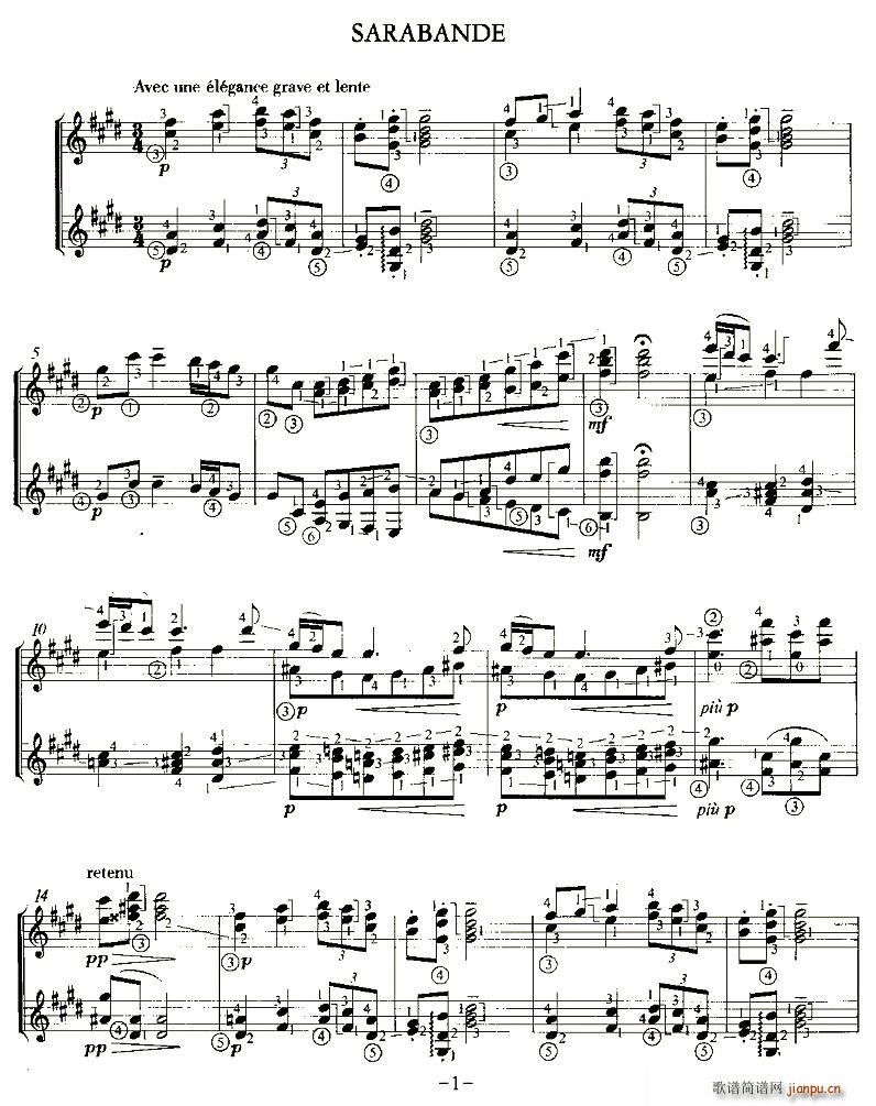 SARABANDE(吉他谱)1