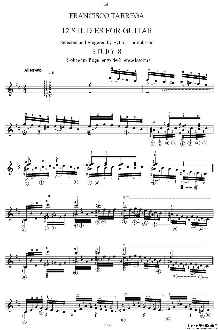 他雷加12首练习曲之8(吉他谱)1