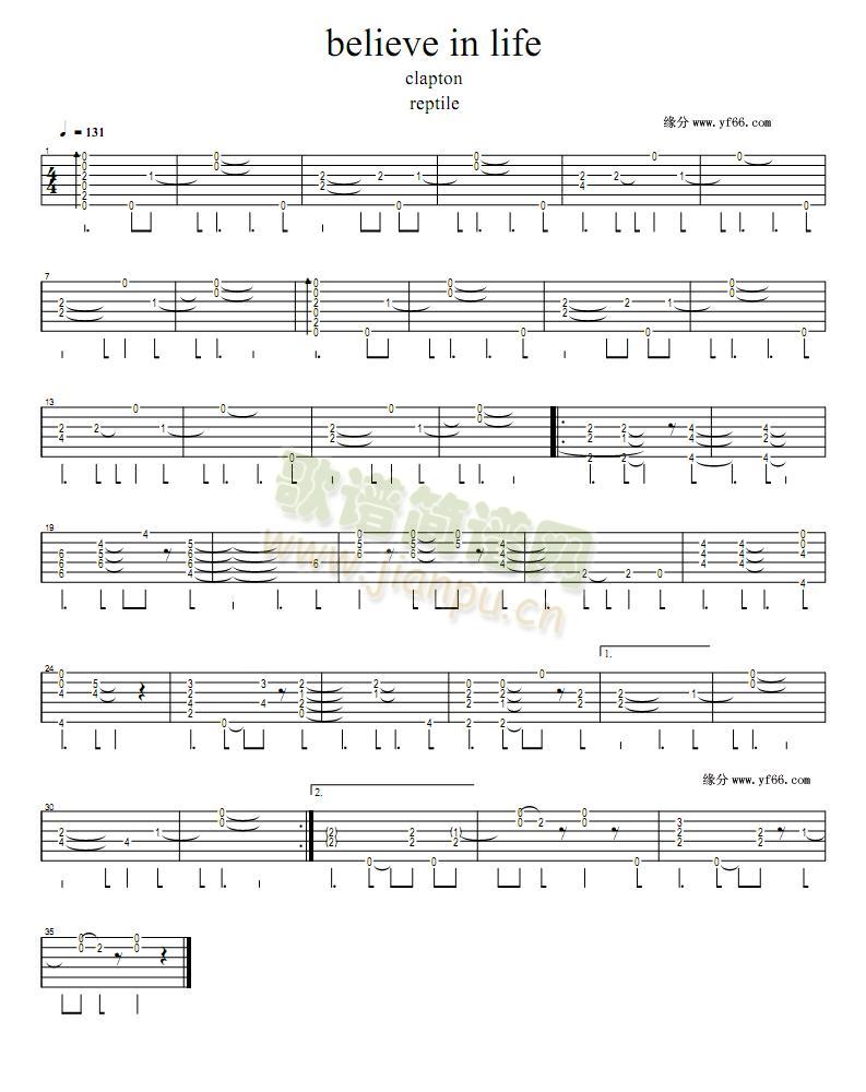 BelieveInLife(吉他谱)1