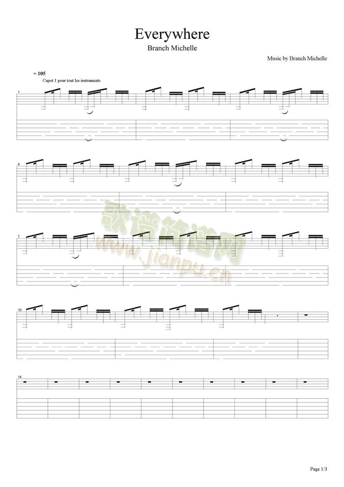 Everywhere(吉他谱)1