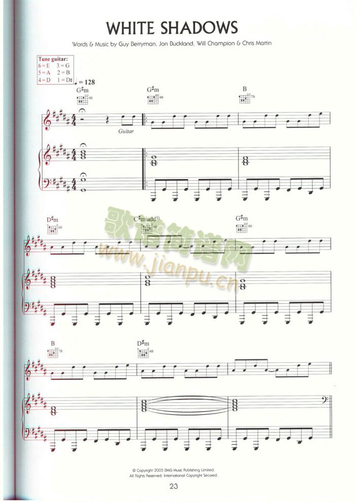 WHITESHADOWS(吉他谱)1