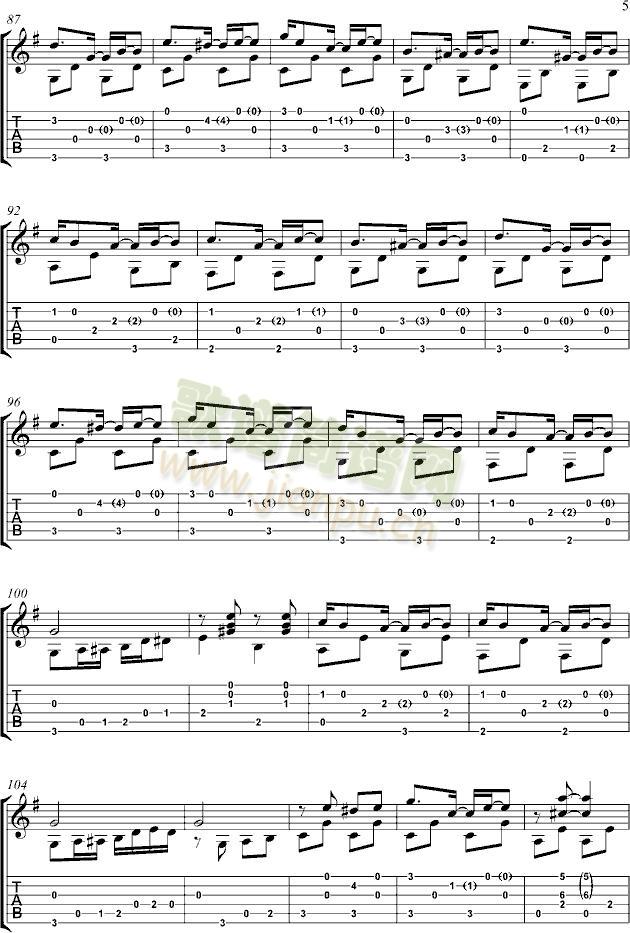 吉他练习曲(钢琴谱)5