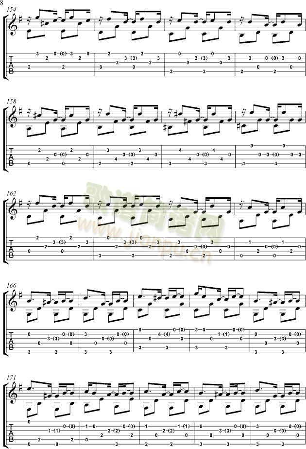 吉他练习曲(钢琴谱)8