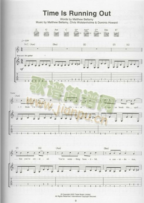 TIMEISRUNNINGOUT(吉他谱)1
