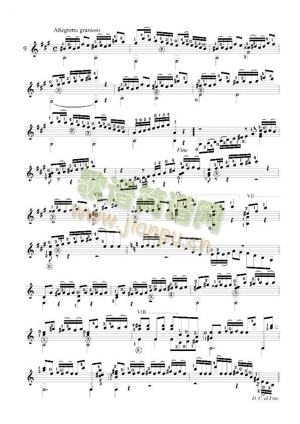 卡尔卡西练习曲9(吉他谱)1