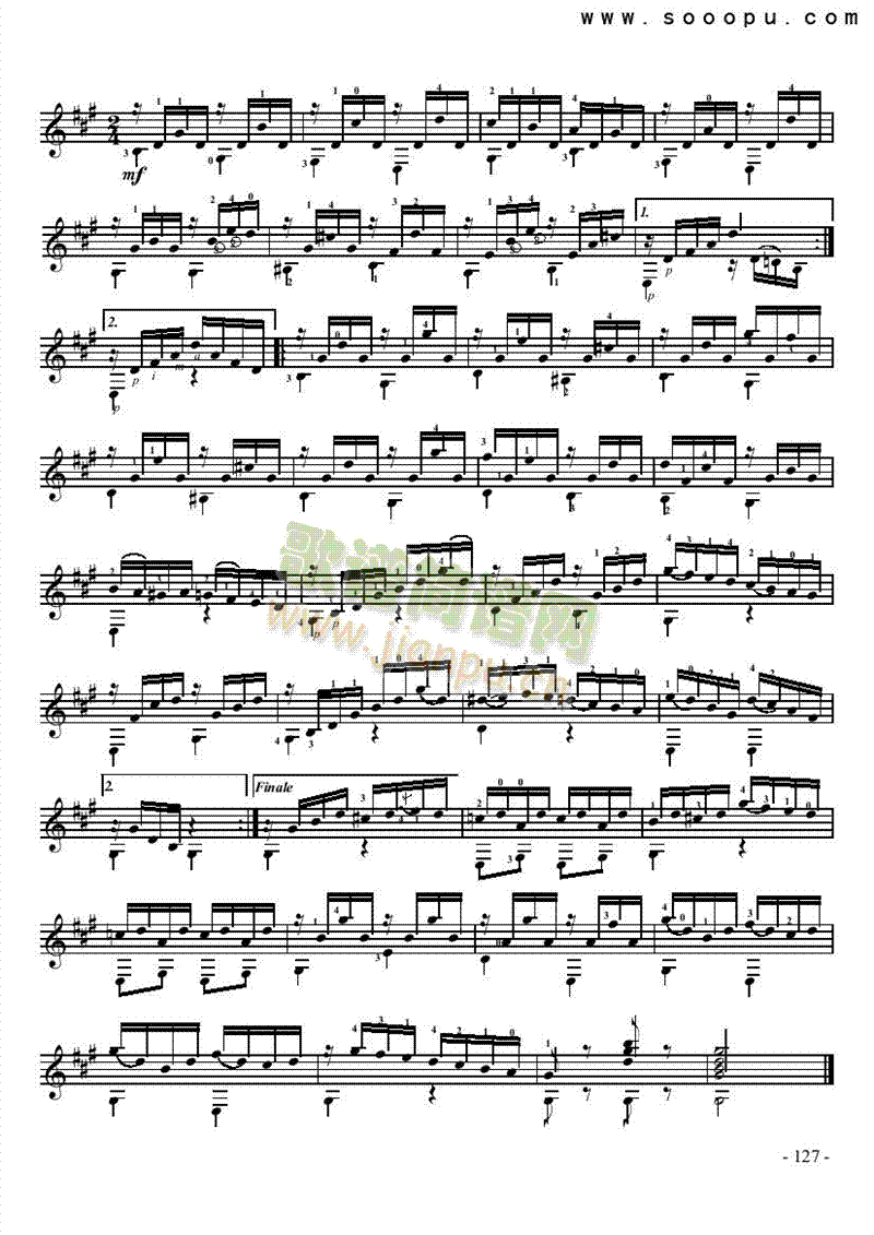 亨德尔主题变奏曲—独奏吉他类古典(其他乐谱)6