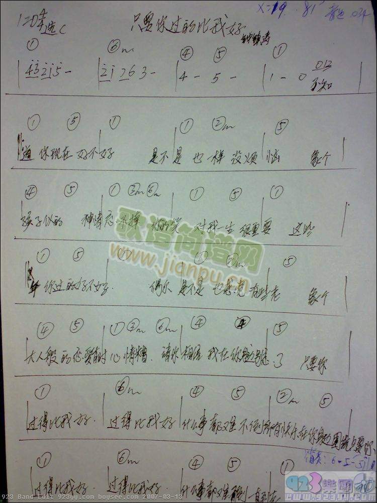 高胜美-只要你过的比我好(吉他谱)1