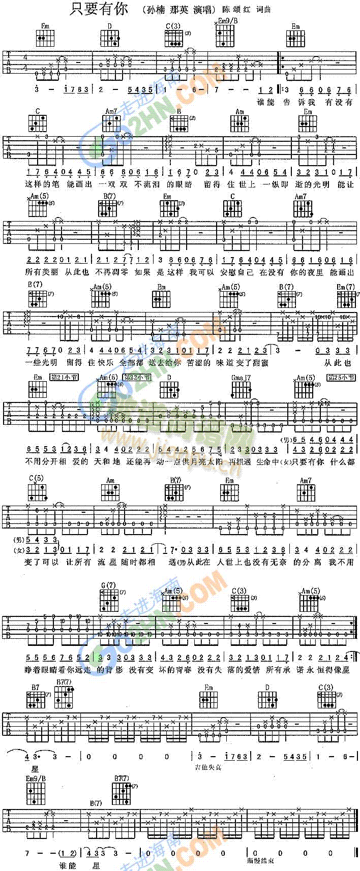 只要有你(吉他谱)1