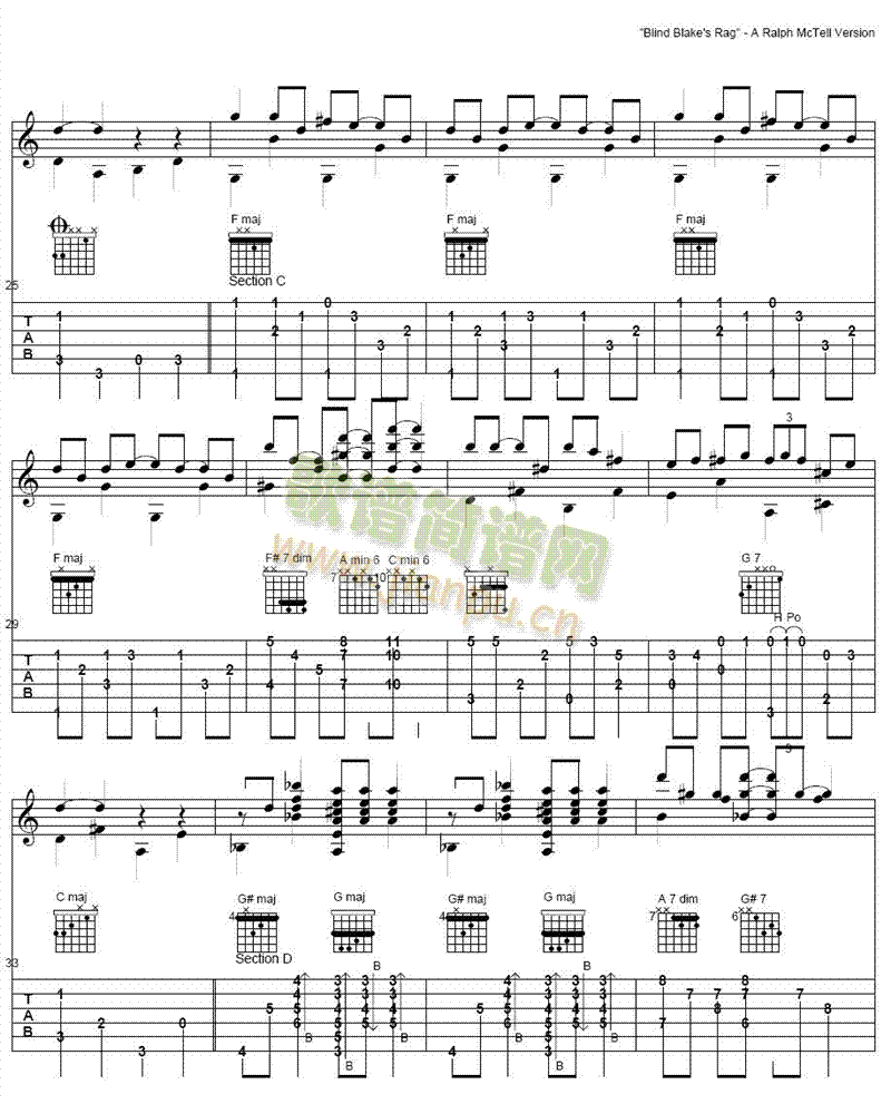 BlindBlakesRag吉他谱(吉他谱)3