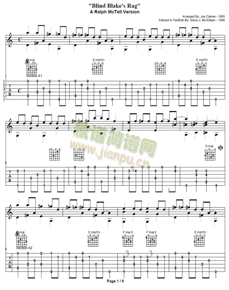 BlindBlakesRag吉他谱(吉他谱)1