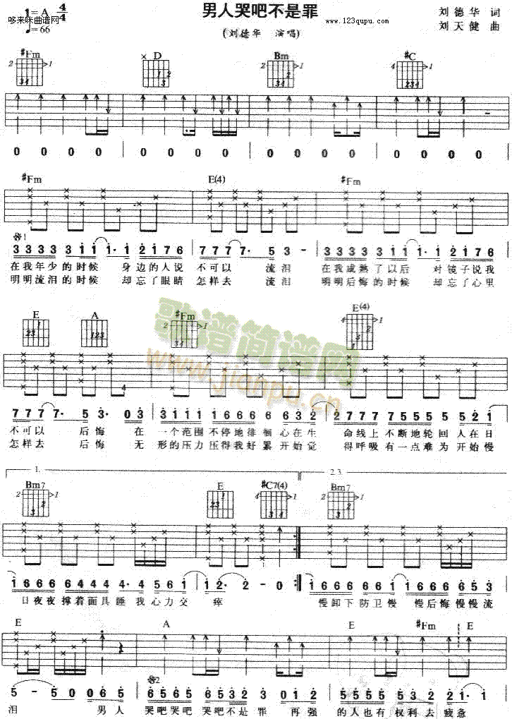 男人哭吧不是罪-刘德华(吉他谱)1