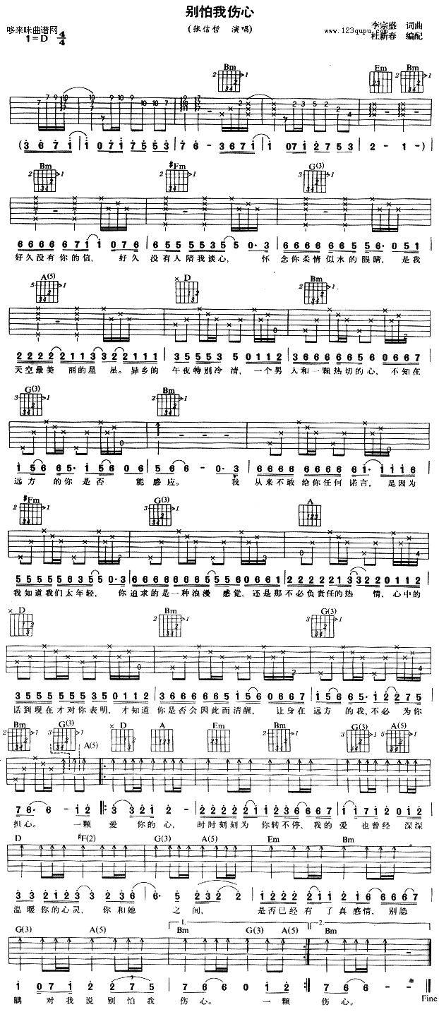 别怕我伤心(吉他谱)1