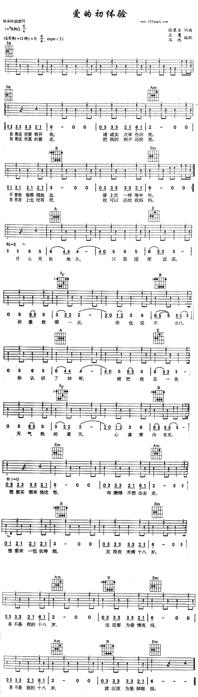 爱的初体验(吉他谱)1